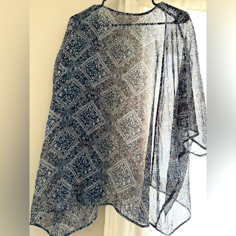 Women’s blue floral print kimono size M - Picture 3 of 3